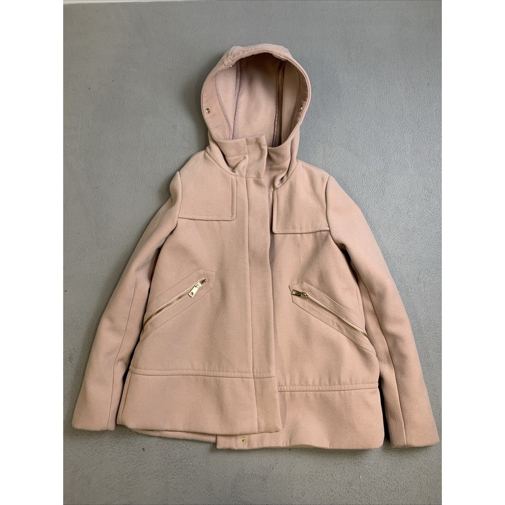 Zara Basic Jacket Women's Size Small Coat Soft Pink Hooded Zip up Front Pockets